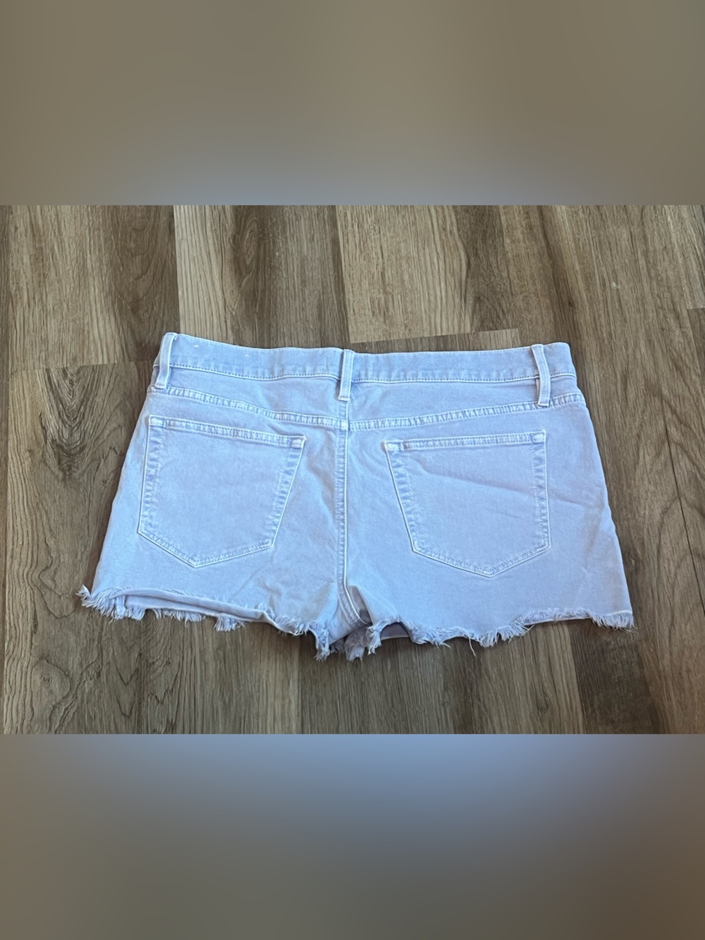 LOFT Frayed Hem Denim Shorts in Light Blue - Picture 3 of 3